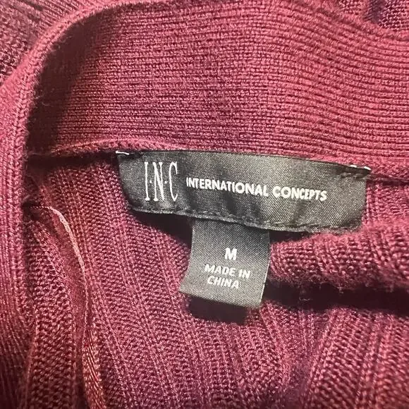 I.N.C International Concepts Longline Cardigan Size Medium Burgundy Lightweight - Picture 12 of 12